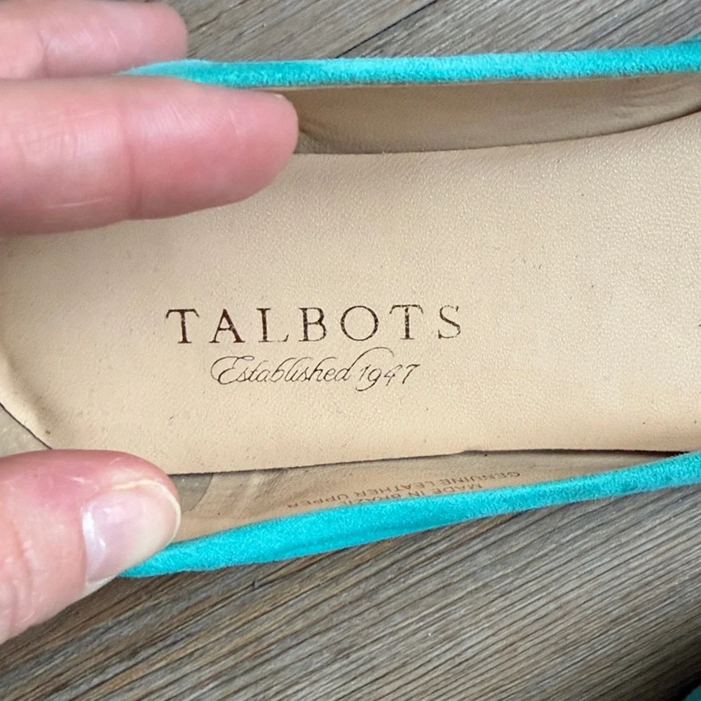 Talbots Teal Suede Pointed-Toe Flats NWT - Picture 2 of 3